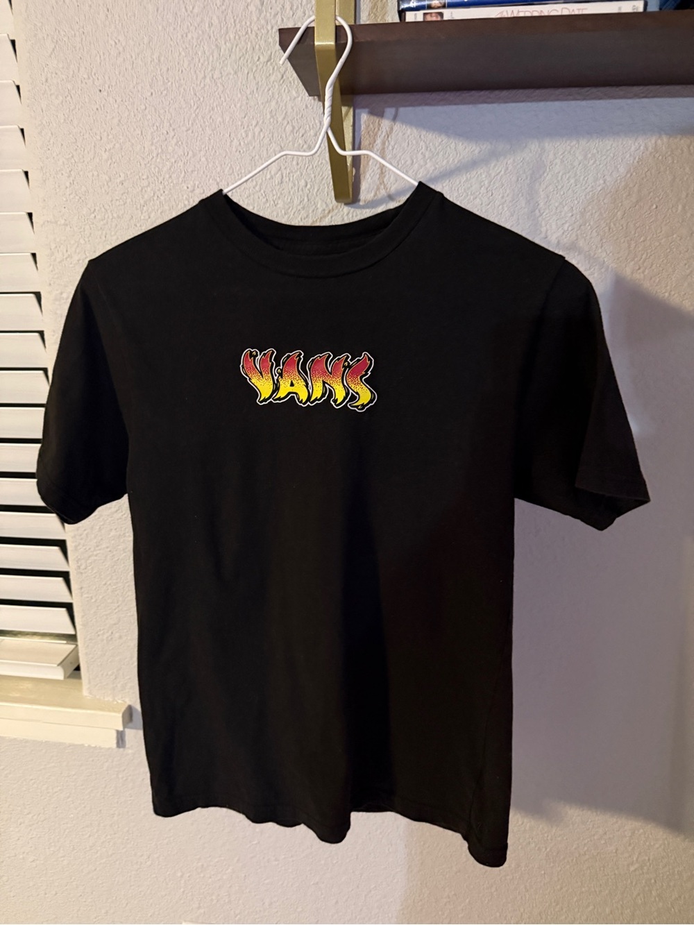 Vans Boys M 10-12 Black Flame Logo Graphic T-Shirt Skate Tee